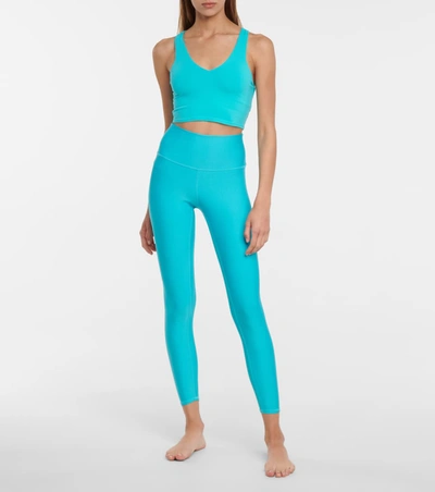 Shop Alo Yoga Real Stretch-jersey Sports Bra In 蓝色