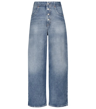 Shop Mm6 Maison Margiela High-rise Wide-leg Jeans In 蓝色