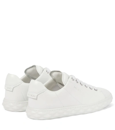 Shop Jimmy Choo Diamond Light/f Leather Sneakers In White