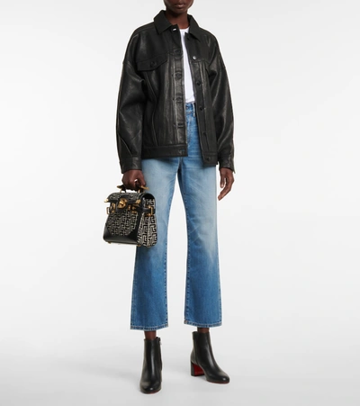 Christian Louboutin Turela Leather Side-zip Red Sole Booties In Black