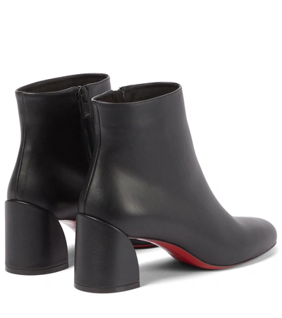 Christian Louboutin Turela Leather Side-zip Red Sole Booties In Black