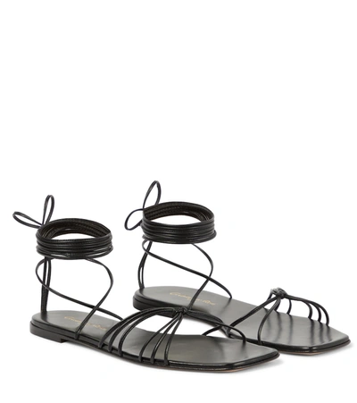 Shop Gianvito Rossi Sylvie Wrap-tie Leather Sandals In Black