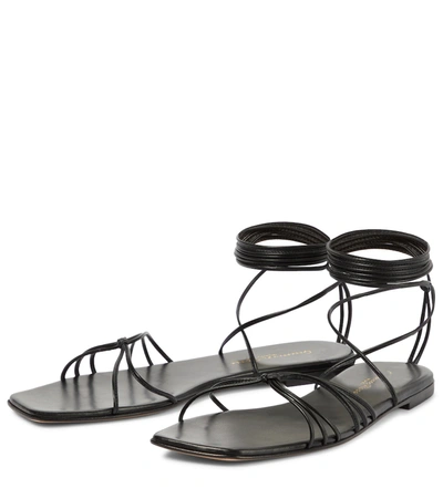 Shop Gianvito Rossi Sylvie Wrap-tie Leather Sandals In Black