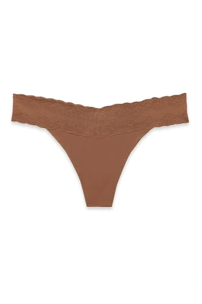 Shop Natori Bliss Perfection One-size Thong In Cinnamon