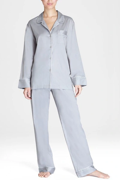 Shop Natori Cotton Sateen Essentials Pajamas Set In Grey