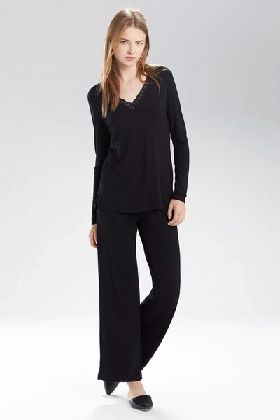 Shop Natori Feathers Essentials Soft Pajamas Set In Black