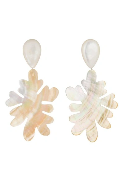 Shop Josie Natori Natori Mother Of Pearl Coral Drop Clip Earrings