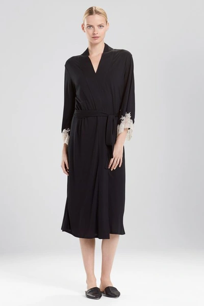 Shop Natori Luxe Shangri-la Tencel™ Wrap Robe In Black