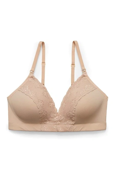 Shop Natori Bliss Perfection Wireless Maternity Bra (34c) In Cafe