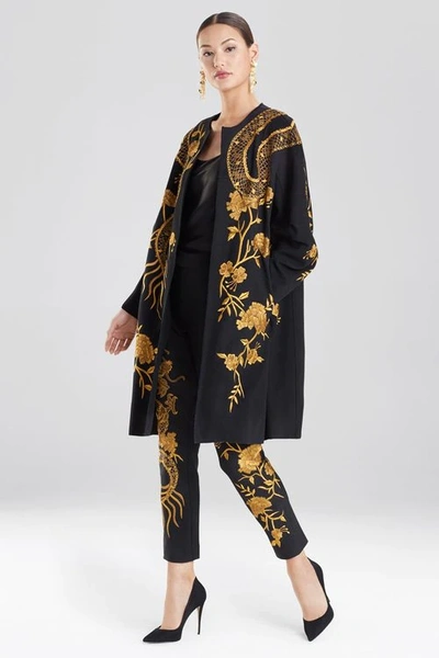 Shop Josie Natori Natori Embroidered Felted Wool Dragon Jacket In Black