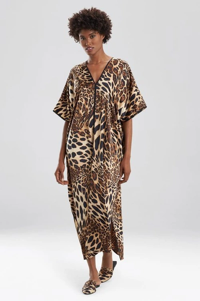 Shop Natori Luxe Leopard Caftan Dress In Chestnut