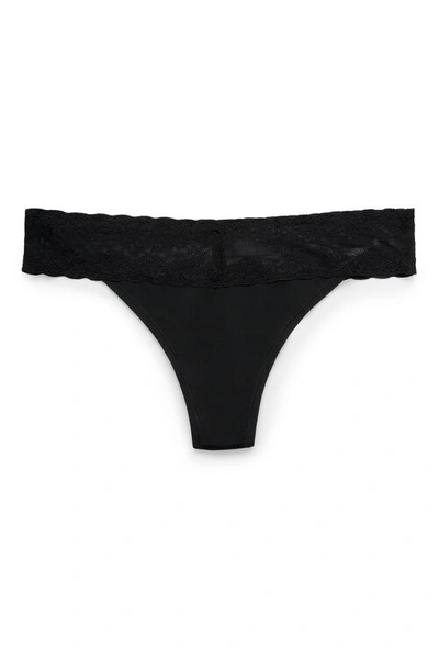 Shop Natori Bliss Perfection One-size Thong In Black