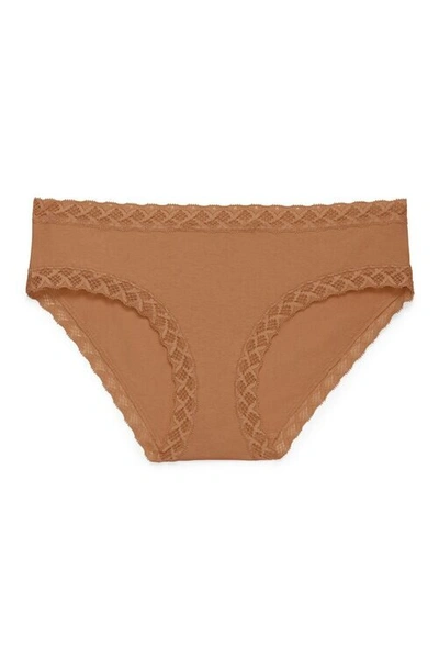Shop Natori Bliss Girl Comfortable Brief Panty Underwear With Lace Trim In Glow