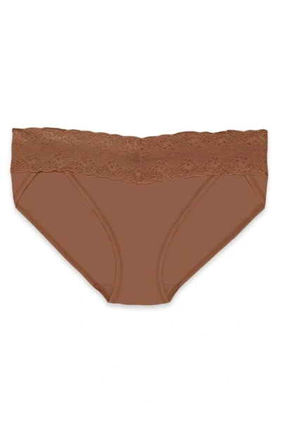 Shop Natori Bliss Perfection Soft & Stretchy V-kini Panty Underwear In Cinnamon