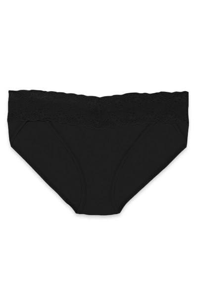 Shop Natori Bliss Perfection Soft & Stretchy V-kini Panty Underwear In Black
