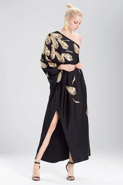 Shop Josie Natori Natori Couture Falling Feathers Caftan In Black