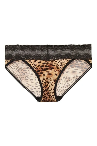Shop Natori Bliss Perfection One-size V-kini Panty In Leopard Print