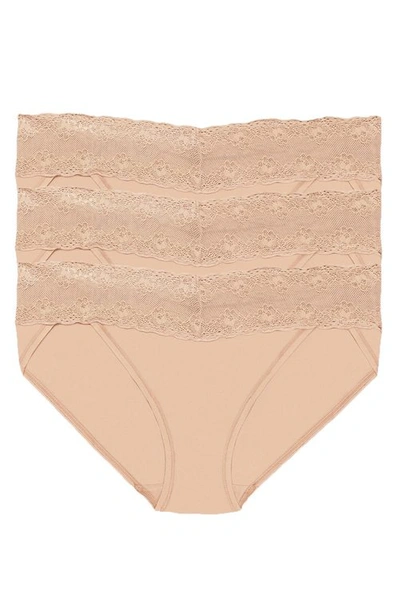 Shop Natori Bliss Perfection One-size V-kini 3 Pack In Cafe