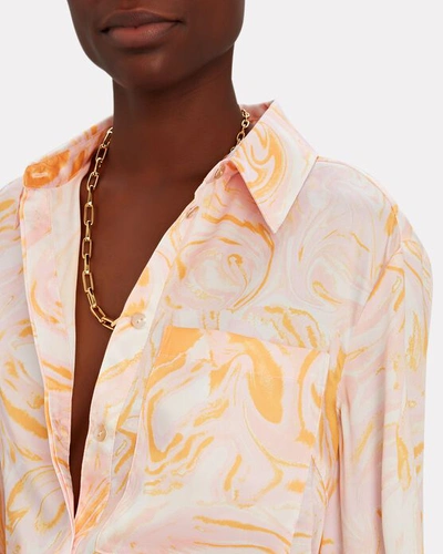 Shop Acler Coleman Marble Satin Blouse In Multi