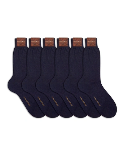 Shop Stefano Ricci Men's 6-pack Solid Cotton Socks In Blue