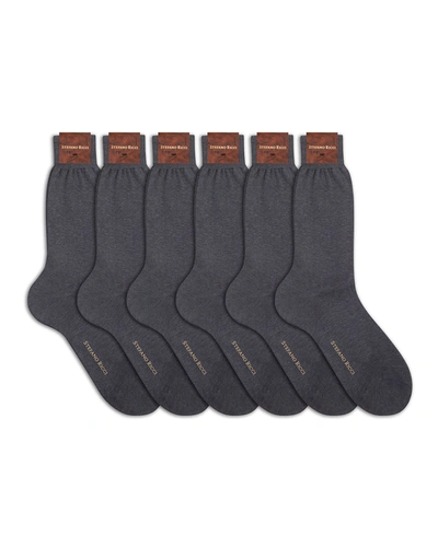 Shop Stefano Ricci Men's 6-pack Solid Cotton Socks In Gray