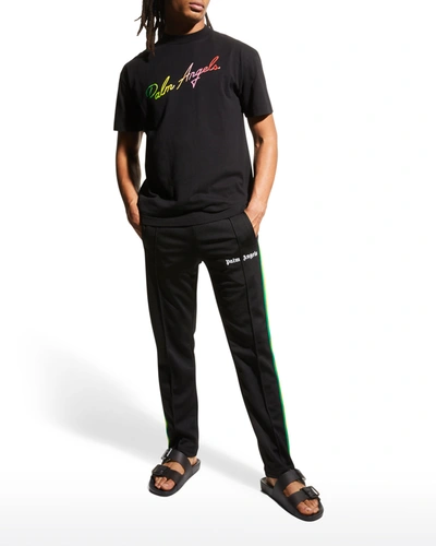 Shop Palm Angels Men's Miami Logo Classic T-shirt In Black Multicolor