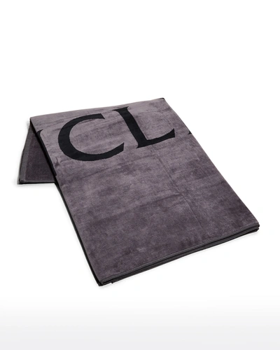 Shop Moncler Men's Logo Beach Towel In Grey