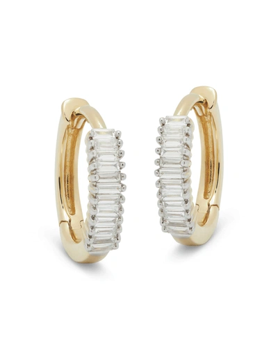 Shop Stone And Strand Up And Down Baguette Diamond Huggie Earrings In Gold