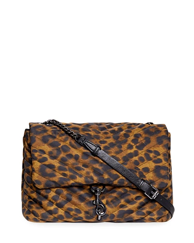 Shop Rebecca Minkoff Edie Quilted Leopard-print Flap Shoulder Bag In Natural