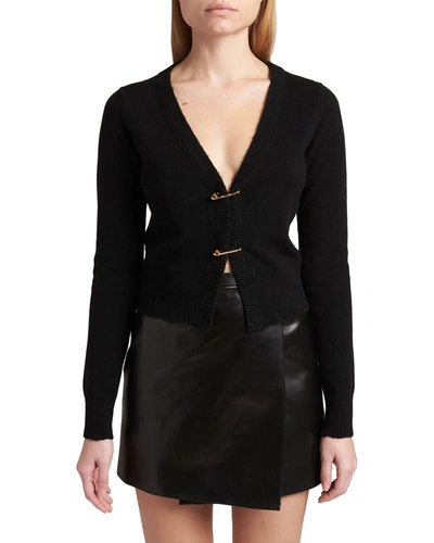 Shop Versace Cropped Recycled Cashmere Cardigan In Black