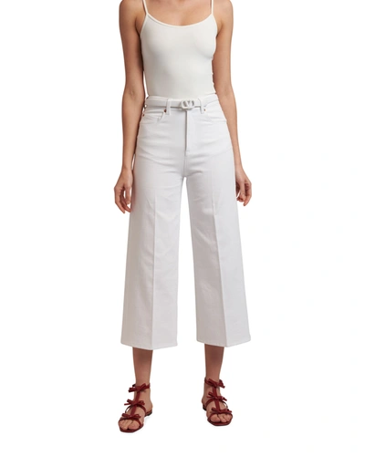 Shop Valentino Cropped Wide-leg Jeans In White