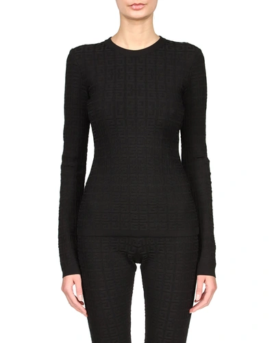 Shop Givenchy 4g Monogram Jacquard Long-sleeve Top In Black