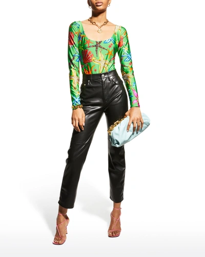 Shop Versace Tresor De La Mer Long-sleeve Bodysuit In Greenmulticolor