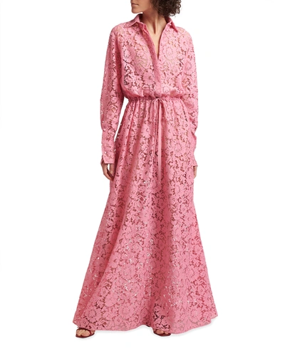 Shop Valentino Allover Lace Gown In Pink