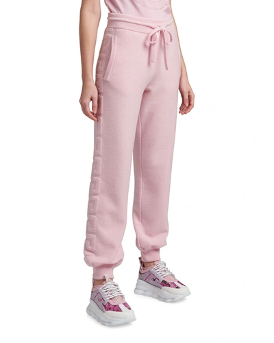 Shop Versace Greca Side-stripe Jogger Pants In Pink