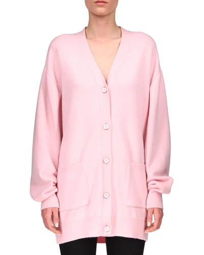 Shop Givenchy Embellished-logo Oversized Cardigan In Light Pink