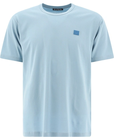 Shop Acne Studios "nash Face" T-shirt In Light Blue