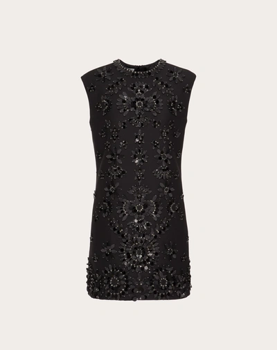 Shop Valentino San Gallo Edition Short Dress In Crepe Couture In Black
