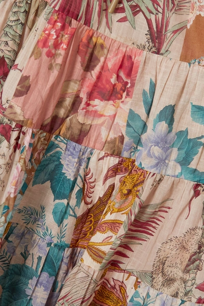 Shop Zimmermann Cassia Patchwork Floral-print Cotton-voile Skirt In Neutrals