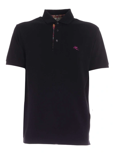 Shop Etro Contrasting Logo Polo Shirt In Black