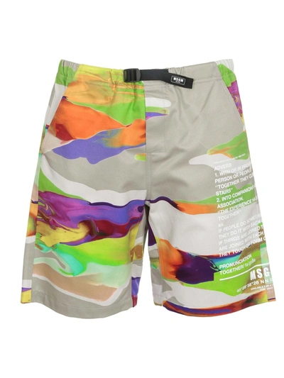 Shop Msgm Multicolor Camouflage Shorts In Multicolour
