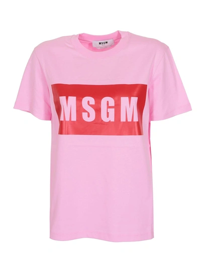 Shop Msgm Box Logo T-shirt In Pink