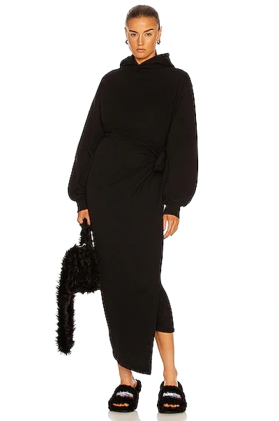 Shop Balenciaga Hooded Dress In Black