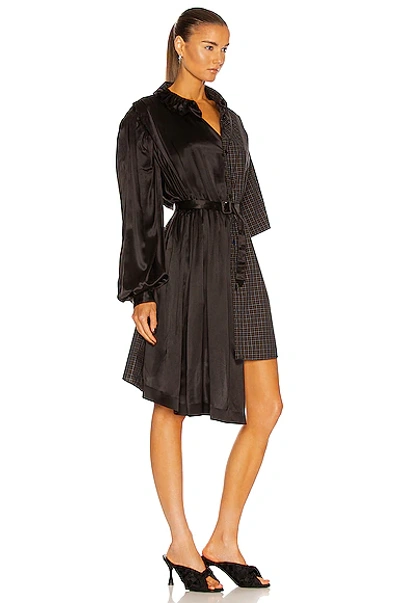Shop Balenciaga 50/50 Shirt Dress In Dark Navy & Khaki