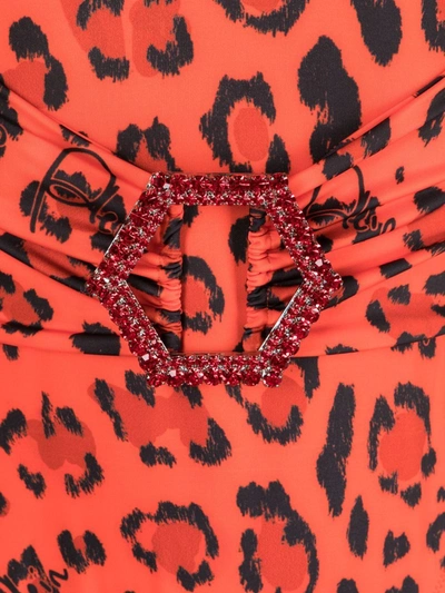 Philipp Plein Leopard-print Swimsuit In Red