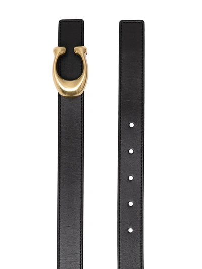 Coach Signature Buckle Reversible Belt In Black