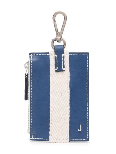 Shop Jacquemus Clip-on Leather Wallet In Blue