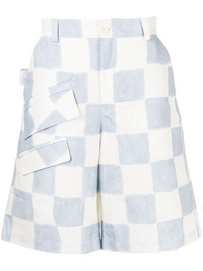 Shop Jacquemus Check-print Tailored Shorts In White
