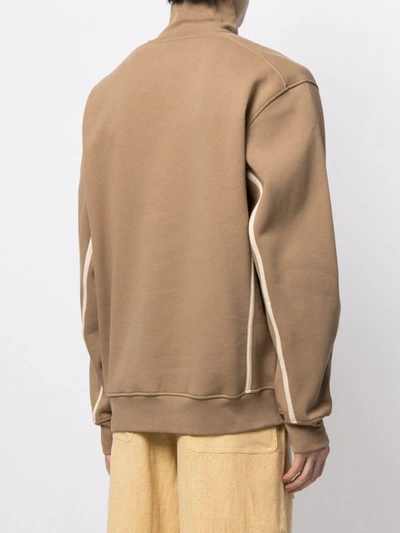 Shop Jacquemus Funnel-neck Cotton-blend Sweatshirt In Neutrals