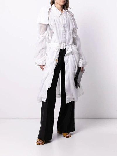 Shop Maison Margiela Deconstructed Silk Trench Coat In White